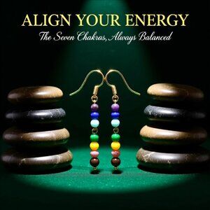 7 Chakra Earrings! Dainty + Slim Dangle Earrings with Semi Precious Stones